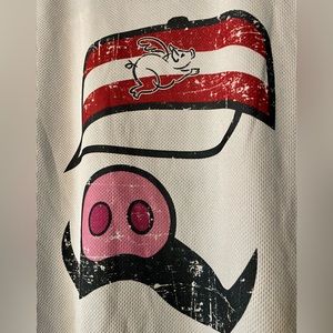 ASICS “pigs flying” fun graphic shirt - size XL-EG-TG-GG - gray short sleeve EUC